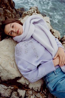 Pilcro Mock-Neck Embellished Sweater