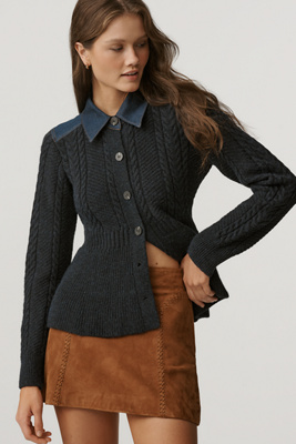 Pilcro Peplum Cable Cardigan Sweater product page
