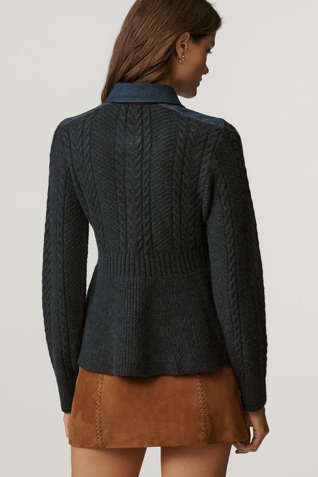 Pilcro Peplum Cable Cardigan Sweater #1