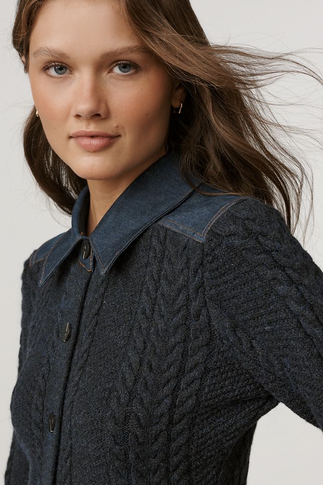 Pilcro Peplum Cable Cardigan Sweater #3
