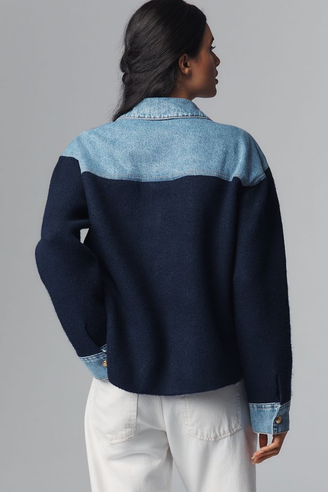 Pilcro Mixed Media Sweater Denim Jacket #1