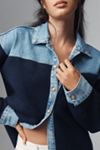 Pilcro Mixed Media Sweater Denim Jacket