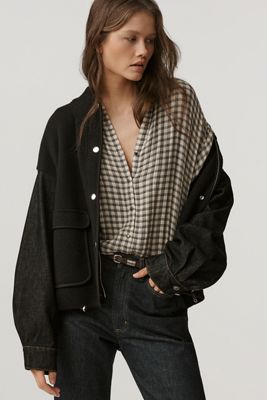 Pilcro Denim & Sweater Mix Oversized Cardigan