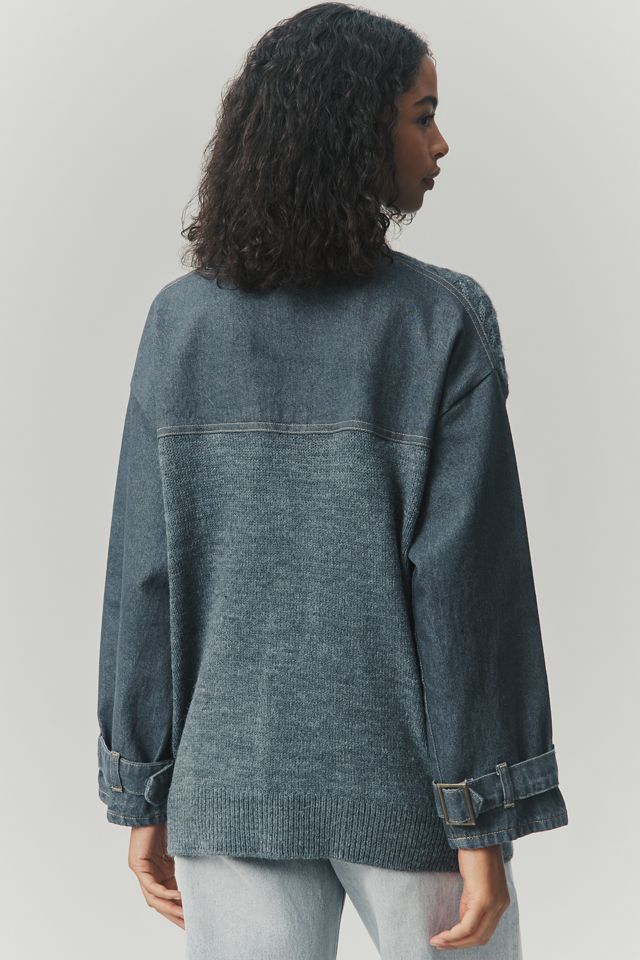 Pilcro Denim Mixed Media Cardigan Sweater #2
