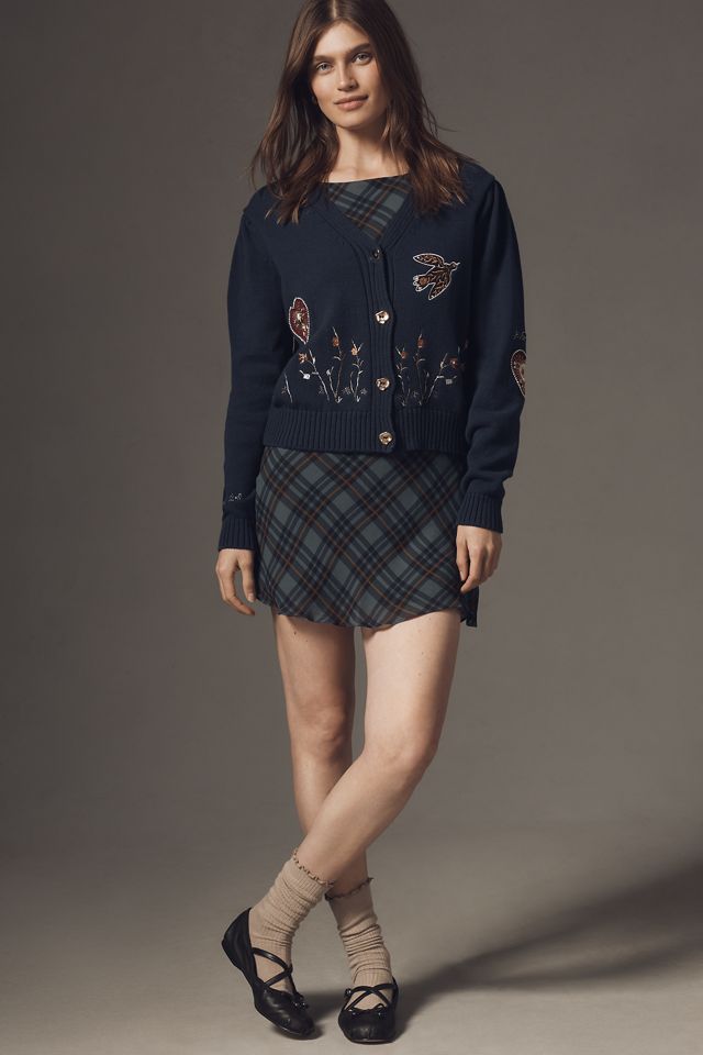 Maeve Embellished V-Neck Cardigan Sweater #1