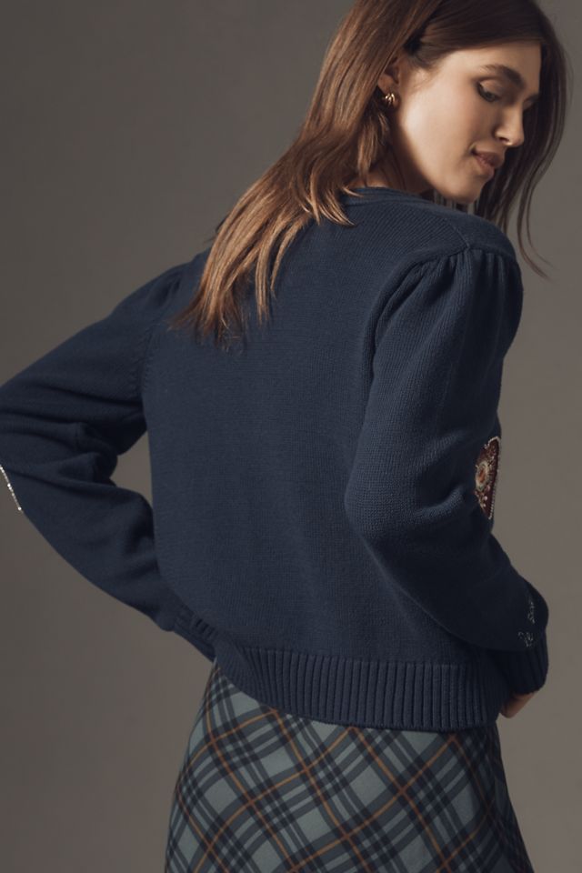 Maeve Embellished V-Neck Cardigan Sweater #3