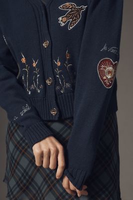 Maeve Embellished V-Neck Cardigan Sweater