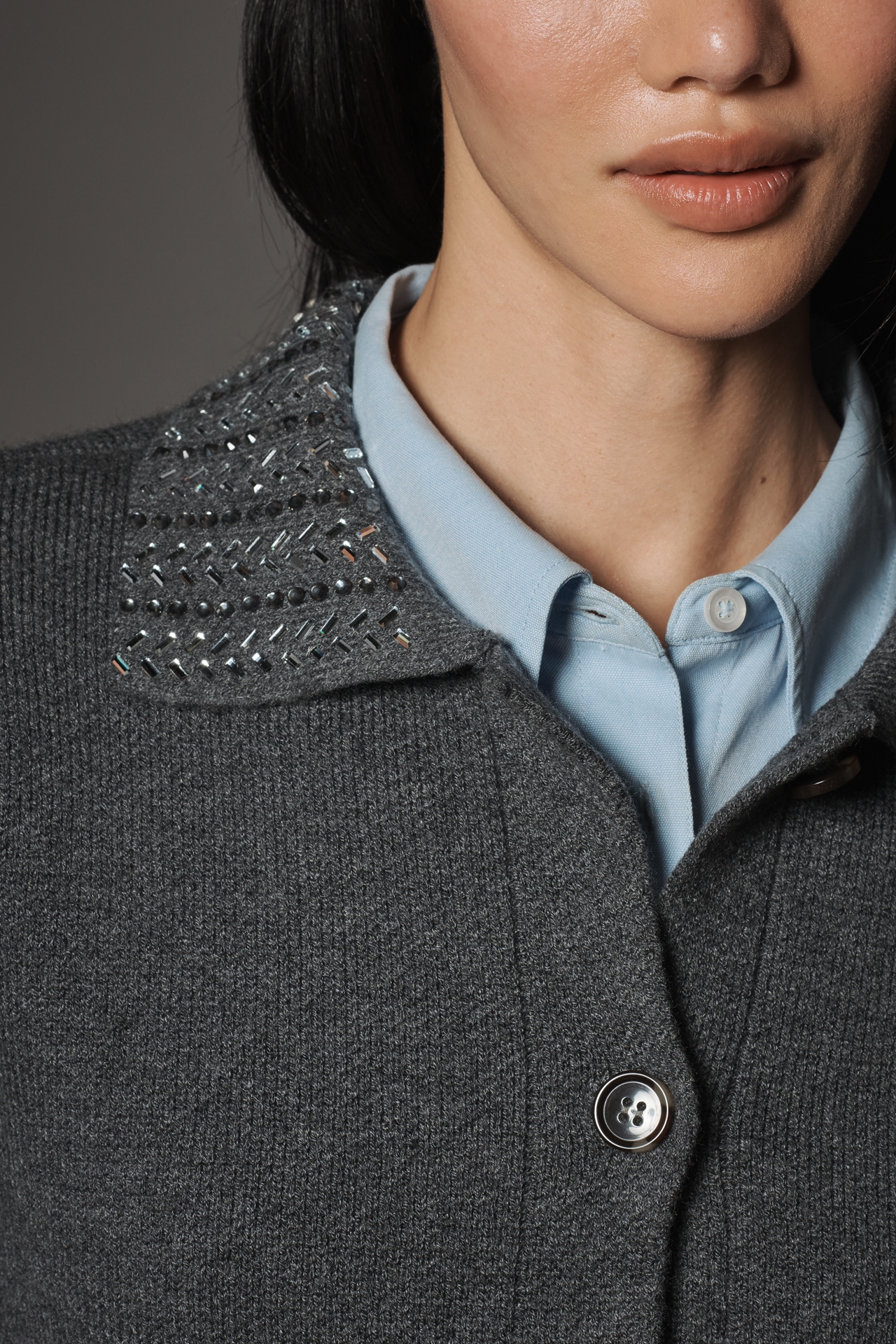 Pilcro Embellished Collar Cardigan Sweater