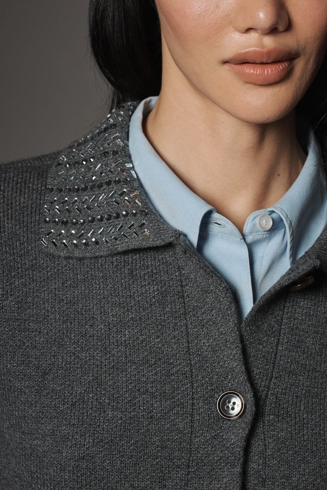 Pilcro Embellished Collar Cardigan Sweater #1