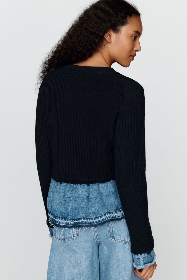Pilcro Denim Twofer Zip-Up Sweater #1