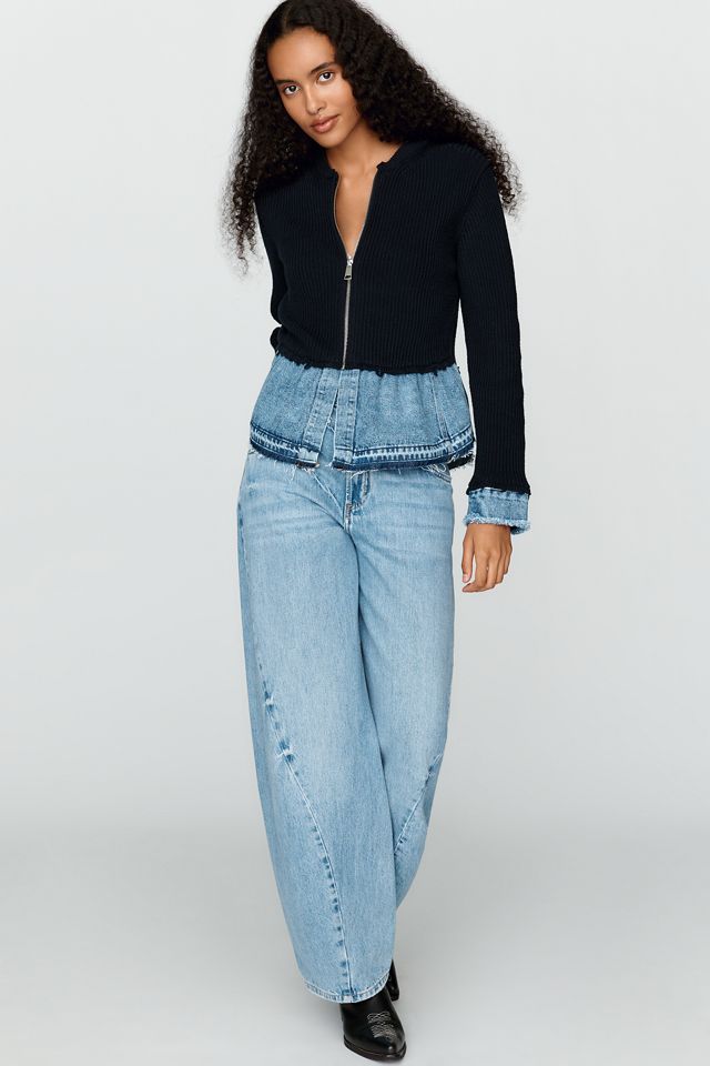Pilcro Denim Twofer Zip-Up Sweater #2