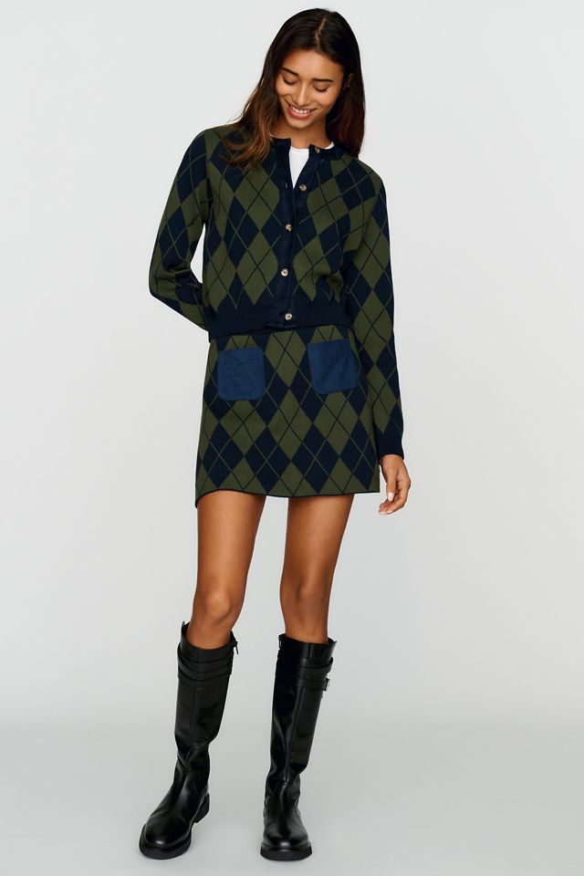 Maeve 100% Cotton Argyle Cardigan #2