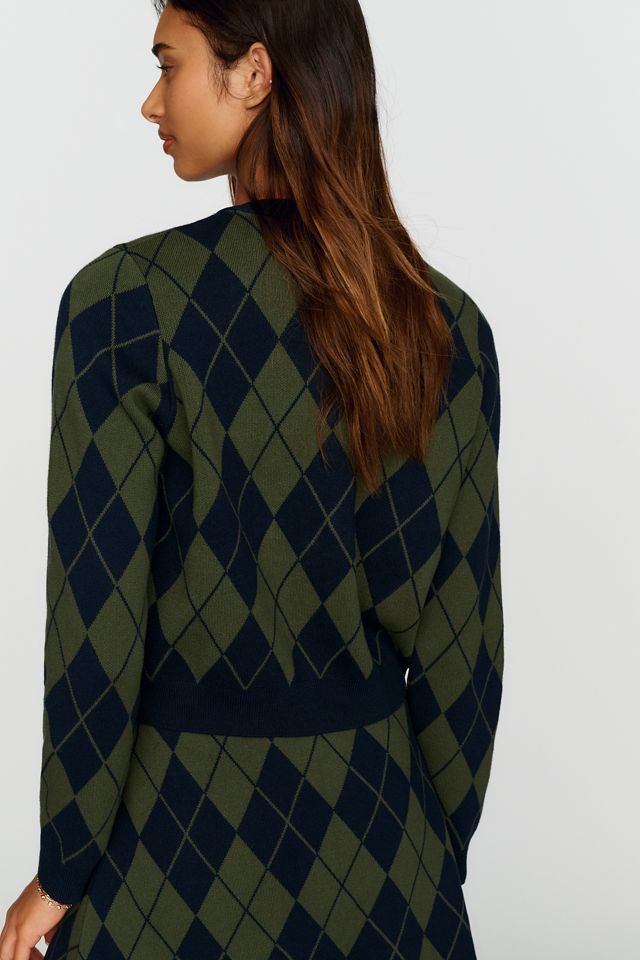 Maeve 100% Cotton Argyle Cardigan #3