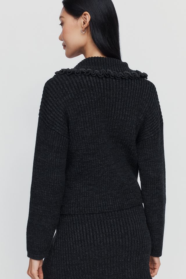 Maeve Cotton Wool Ribbed & Ruffled Knit Top #3