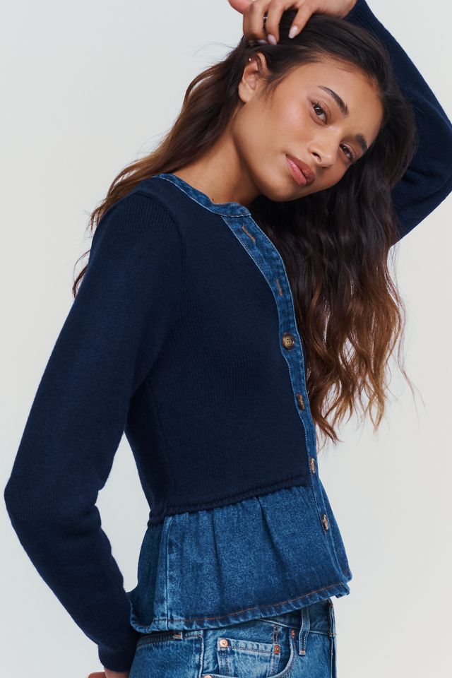 Pilcro Denim Knit Peplum Cardigan  #1
