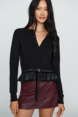 Maeve Cardigan & Polka Dot Mesh Blouse Twofer by Anthropologie