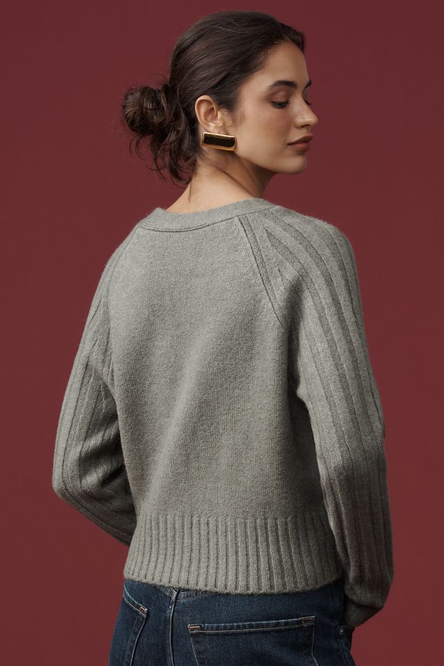 By Anthropologie Ribbed Sleeve Cardigan Sweater #2
