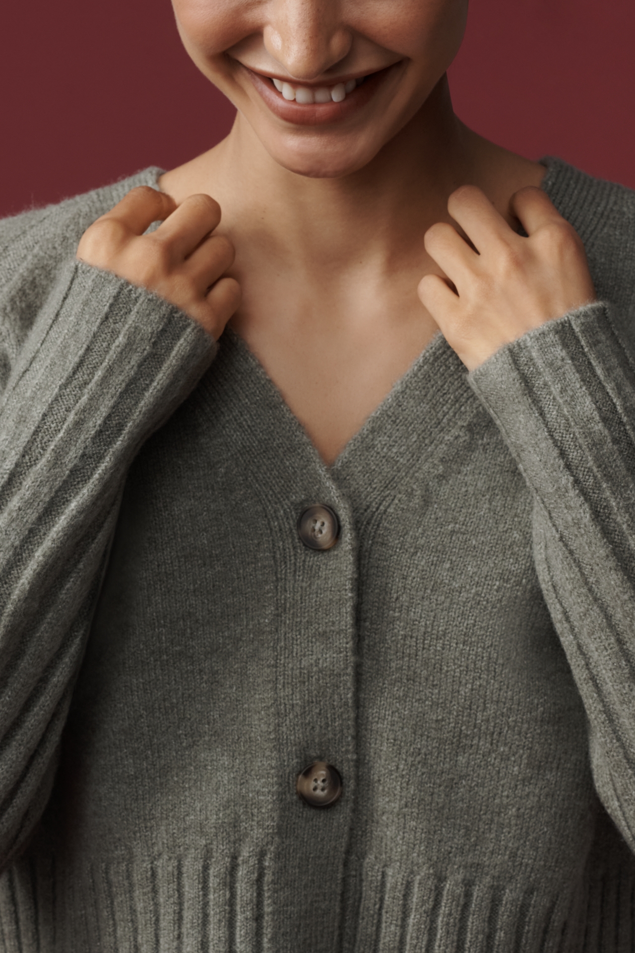By Anthropologie Ribbed Sleeve Cardigan Sweater