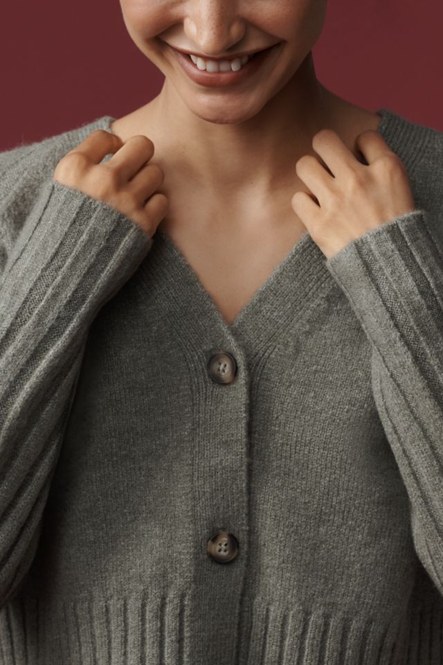 By Anthropologie Ribbed Sleeve Cardigan Sweater #3