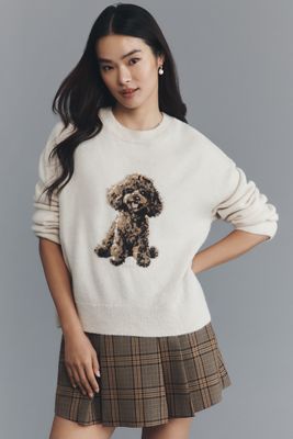 Maeve Crew-Neck Dog Icon Pullover Sweater