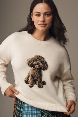 Maeve Crew-Neck Dog Icon Pullover Sweater