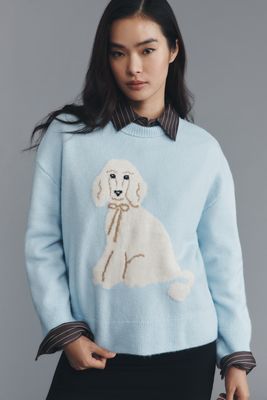 Maeve Crew-Neck Dog Icon Pullover Sweater
