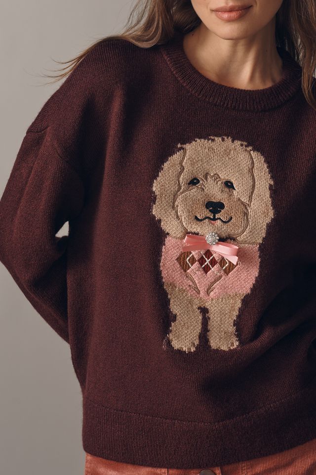 Maeve Crew-Neck Dog Icon Pullover Sweater #1
