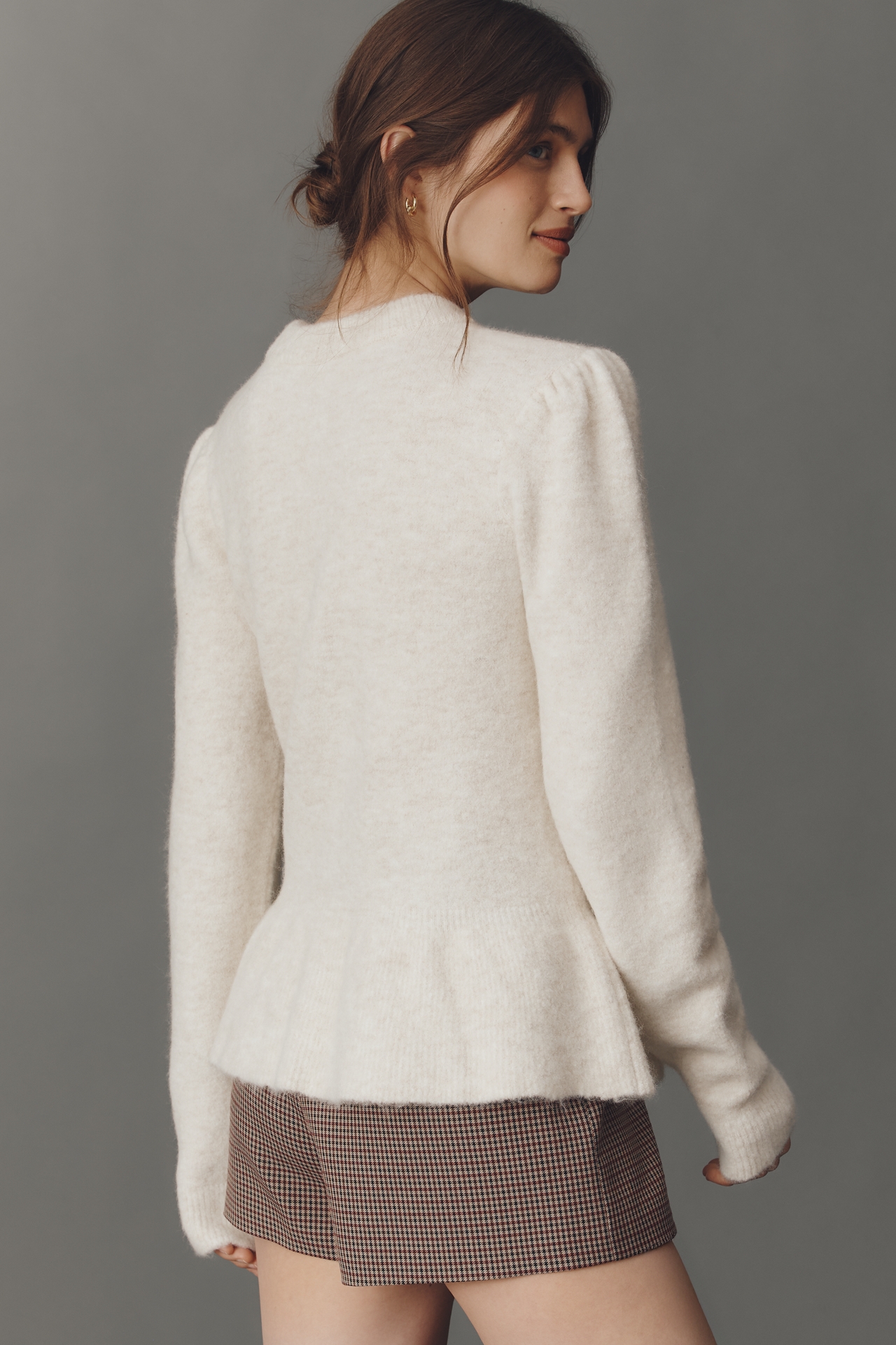 By Anthropologie Textured Ruffled Waist Sweater