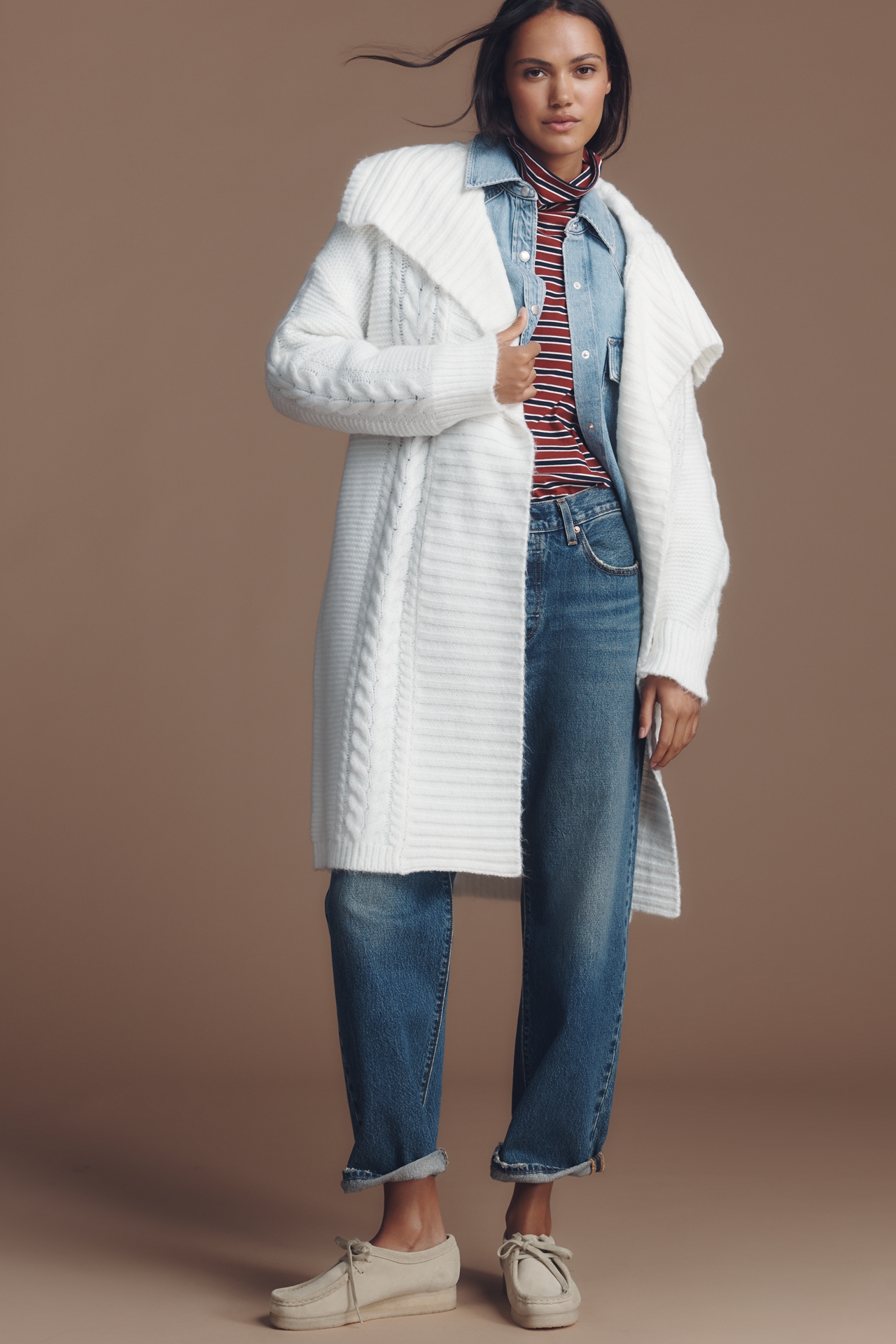 By Anthropologie Collared Longline Cardigan Sweater