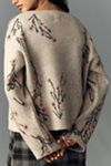By Anthropologie Crew-Neck Floral Cardigan Sweater