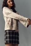 By Anthropologie Crew-Neck Floral Cardigan Sweater