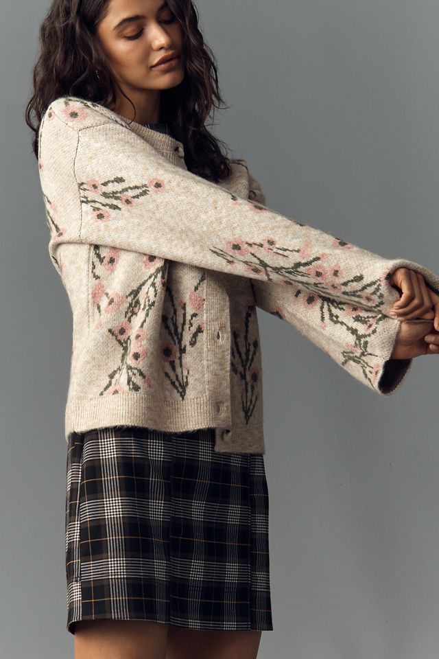 By Anthropologie Crew-Neck Floral Cardigan Sweater #2