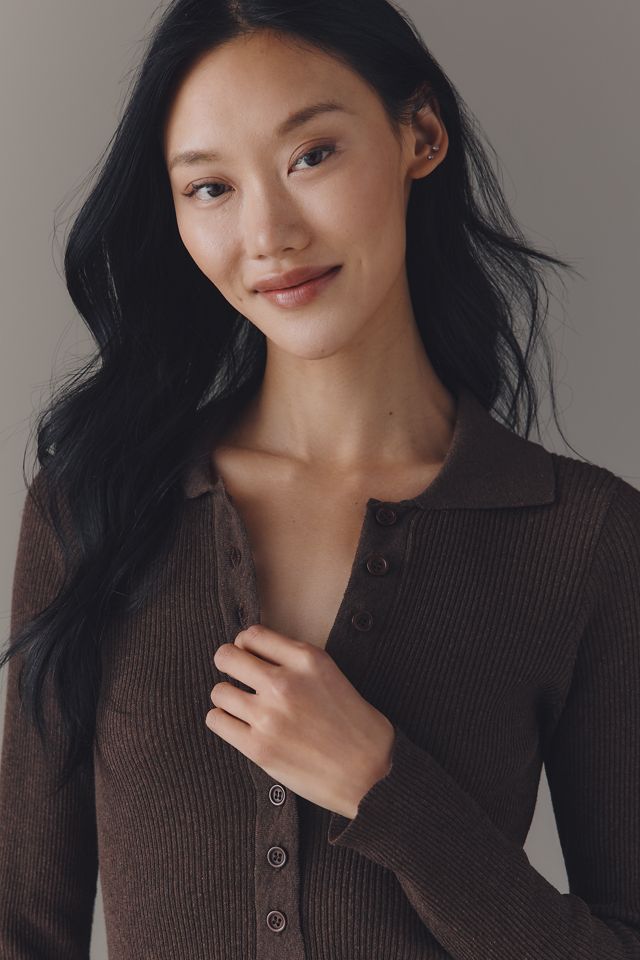 Maeve Long Sleeve Henley Polo Sweater #2