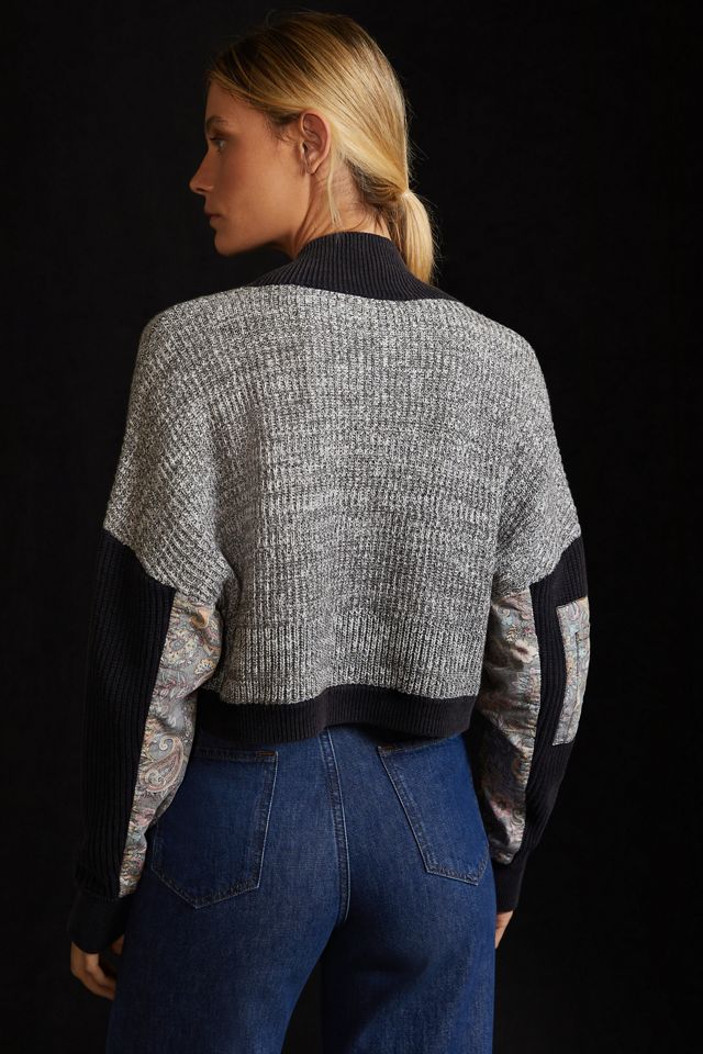Pilcro Patchwork Bomber Sweater Jacket #1
