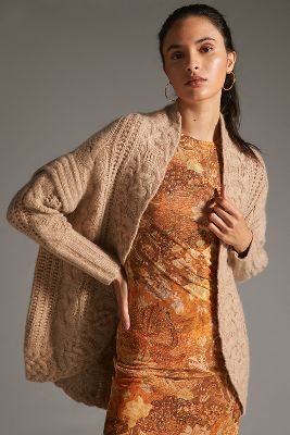 Maeve Cable-Knit Cashmere Cardigan Sweater | Anthropologie