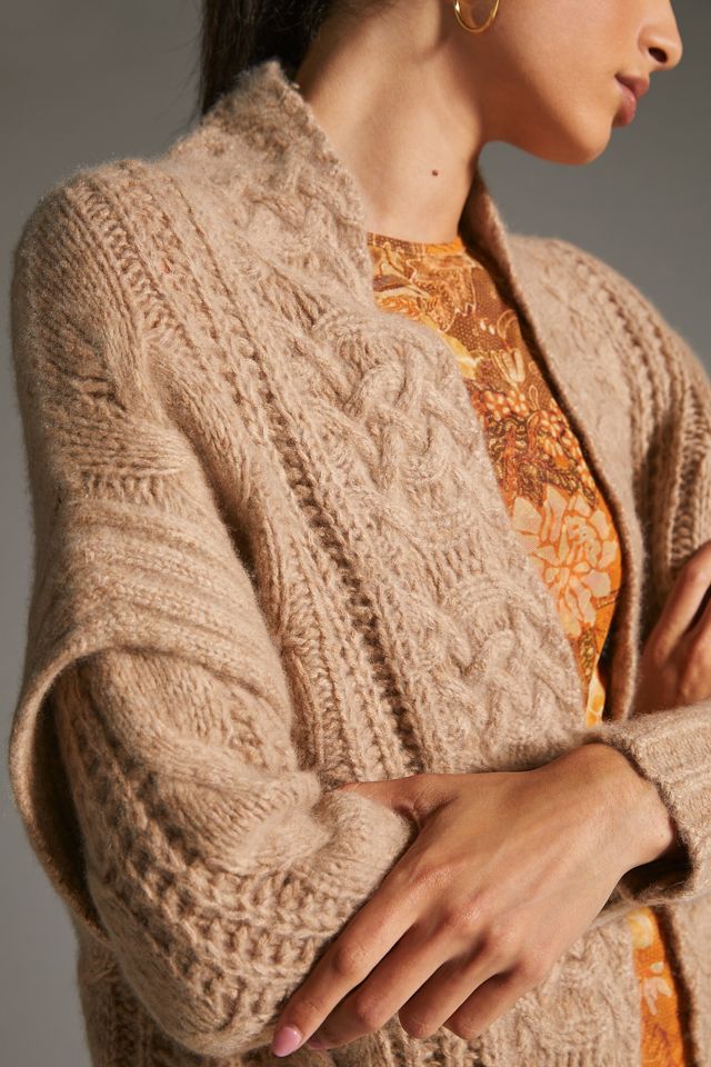 Maeve Cable-Knit Cashmere Cardigan Sweater #1