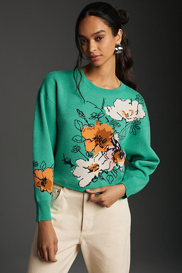 Sonal Nathwani Cropped Crewneck Sweater In Green
