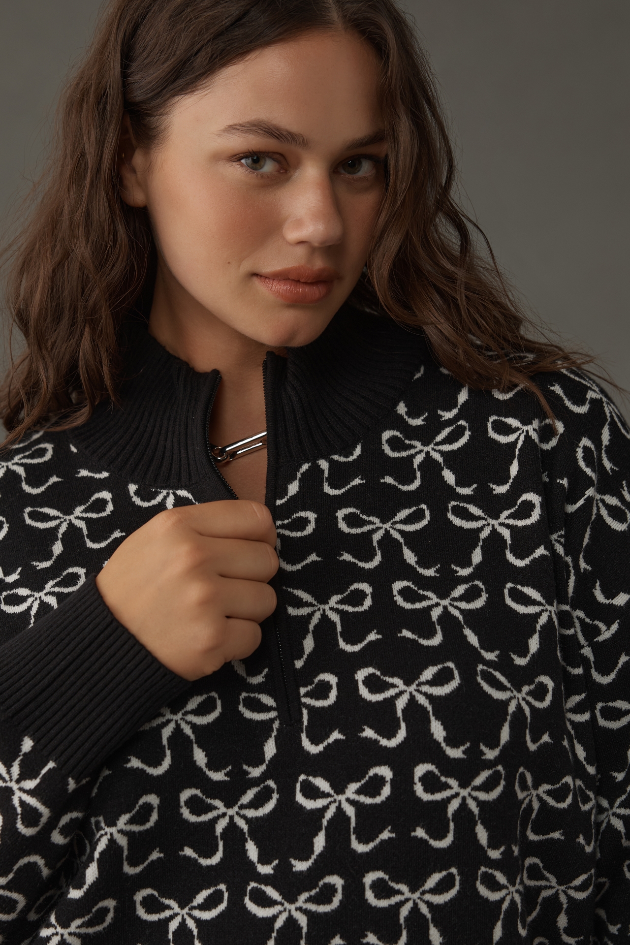 The Montana Mock-Neck Half-Zip Sweater by Maeve