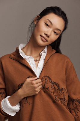 The Montana Mock-Neck Half-Zip Sweater by Maeve product page