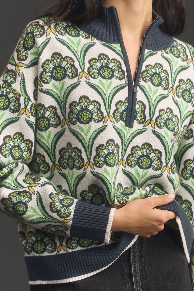 The Montana Mock-Neck Half-Zip Sweater by Maeve | Anthropologie