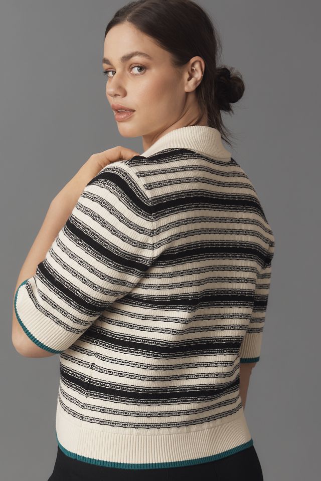 The Kinsley Collared Crop Cardigan Sweater by Maeve #6