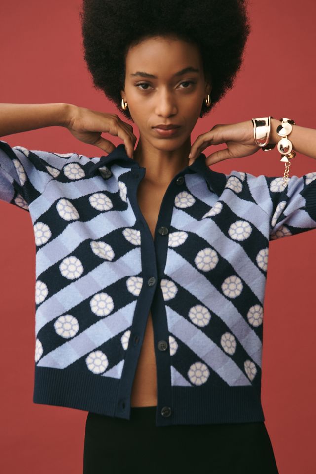 The Kinsley Collared Crop Cardigan Sweater by Maeve #3