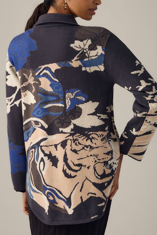 By Anthropologie Tiger Icon Collared Knit Coat #1