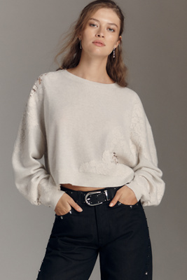 Pilcro The Alani Cashmere Sweater By : Crop Crew-neck Edition In Neutral