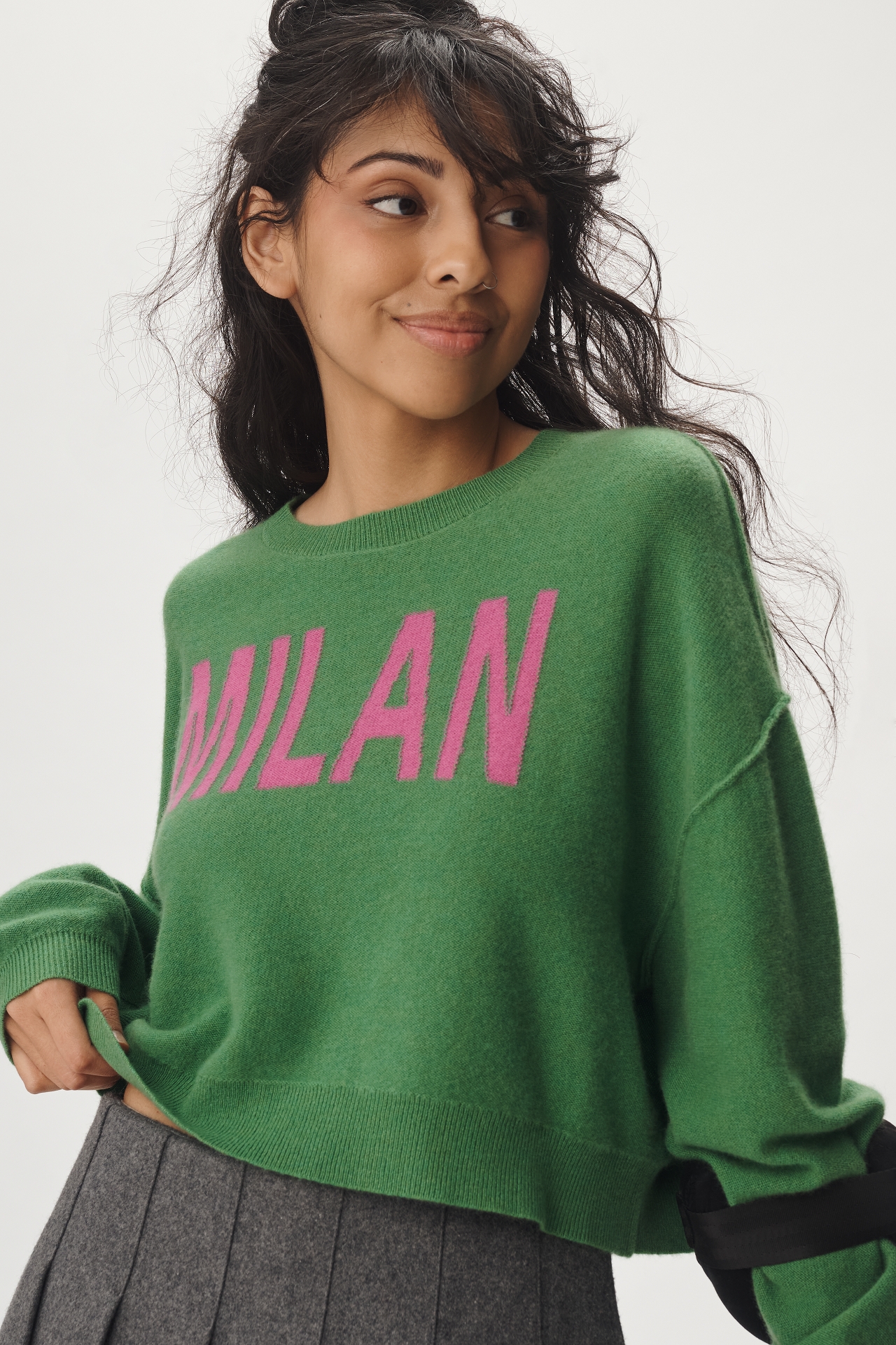 The Alani Cashmere Sweater by Pilcro: Cropped Crew-Neck Edition