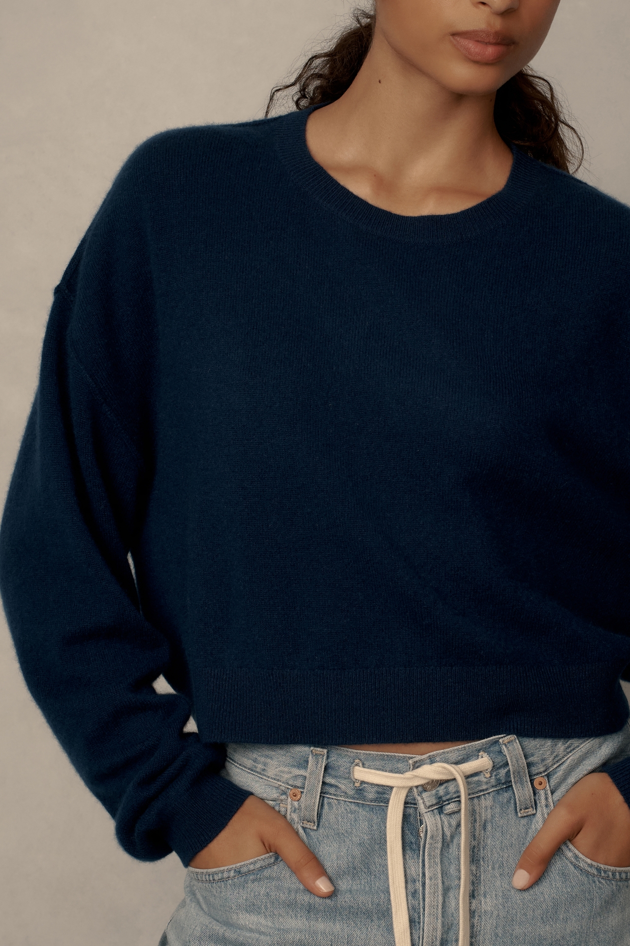 The Alani Cashmere Sweater by Pilcro: Cropped Crew-Neck Edition