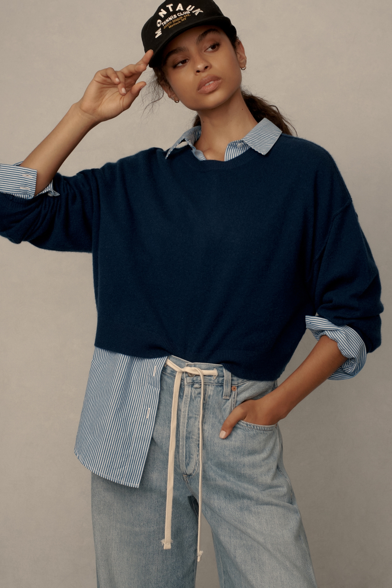 The Alani Cashmere Sweater by Pilcro: Cropped Crew-Neck Edition