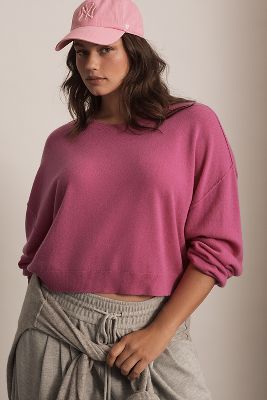 Shop Pilcro The Alani Cashmere Sweater By : Cropped Crew-neck Edition In Pink