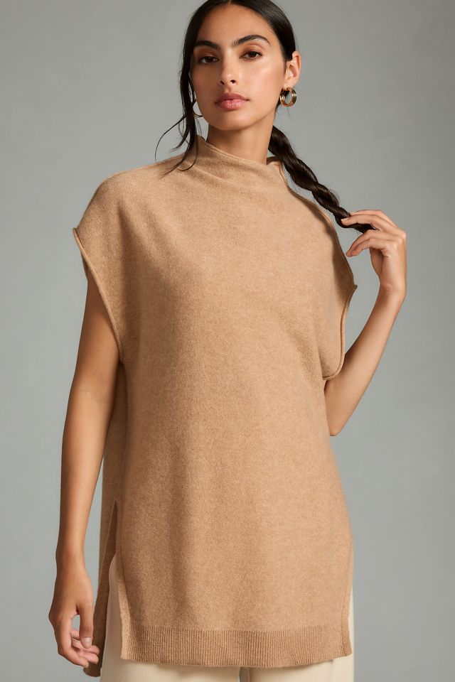 Mock Neck Sleeveless Oversized Sweater