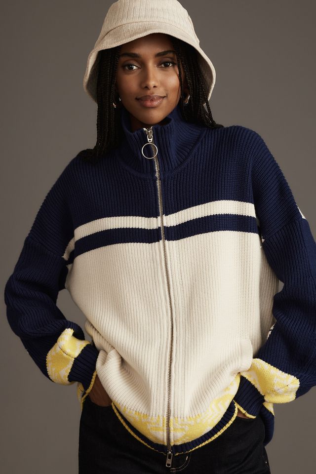 Maeve Zip-Front Fairisle Cardigan Sweater #1